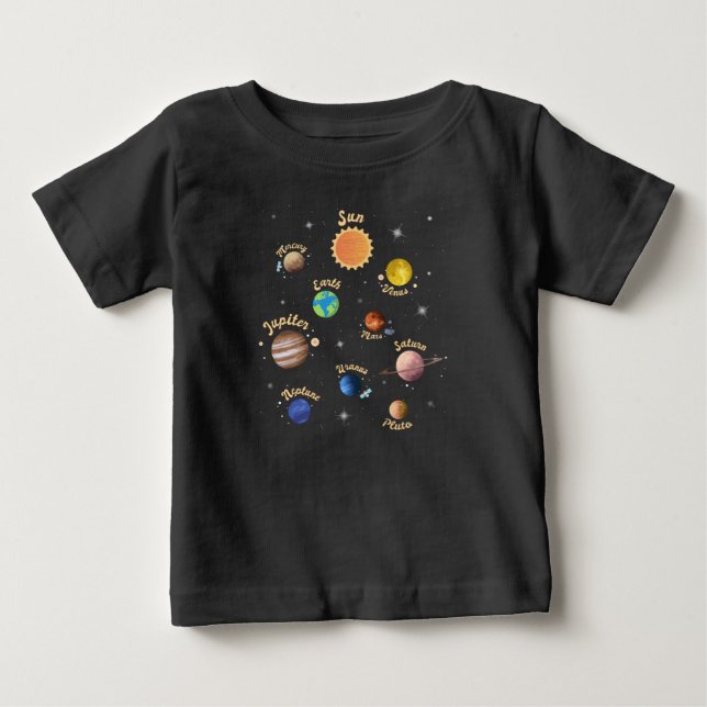 Solar System Planets Kids Knowledge Outer Space T- Baby T-Shirt (Front)