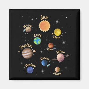 Solar System Planets Kids Knowledge Outer Space T- Magnet