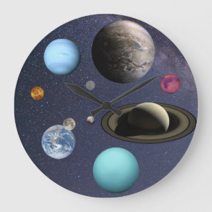 Solar system planets large clock
