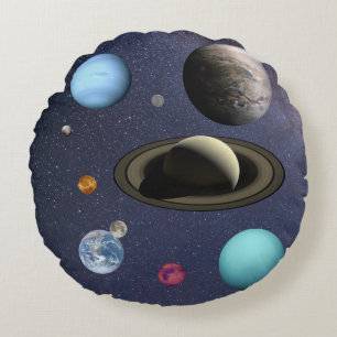 Solar system planets round pillow