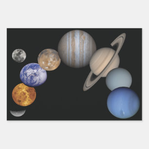 Solar System Planets Science Illustration Wrapping Paper Sheet