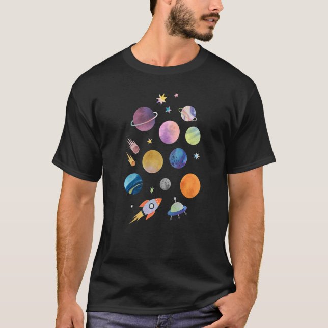 Solar System Planets Science Space Boys Girls Kids T-Shirt (Front)