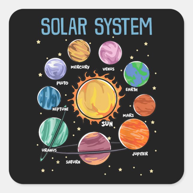 Solar System Planets Science Space Boys Girls STEM Square Sticker (Front)