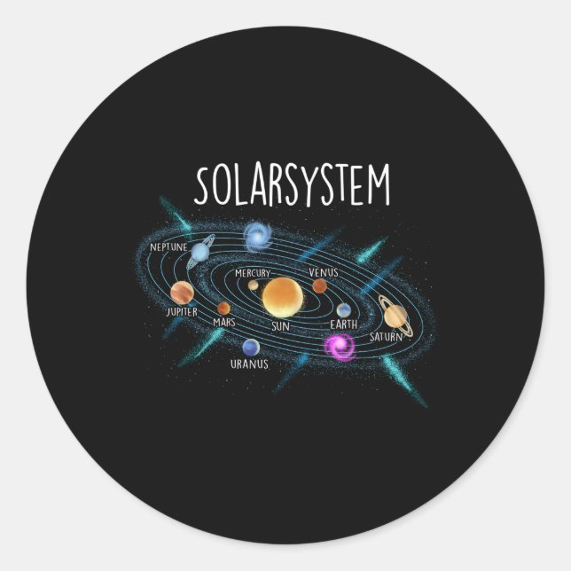 Solar System Planets Science Space Stem Classic Round Sticker (Front)