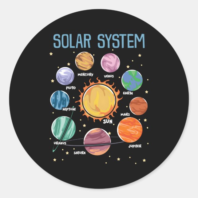 Solar System Planets Science Space Stem Classic Round Sticker (Front)