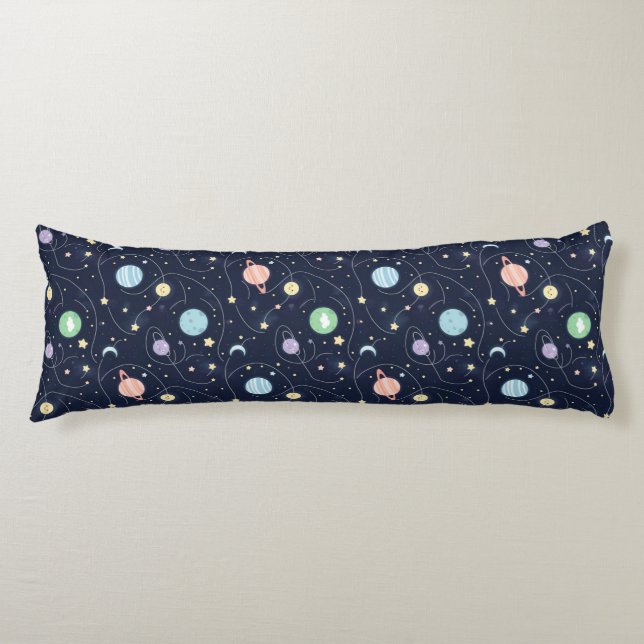 Solar System Planets Seamless Pattern Body Pillow (Front)