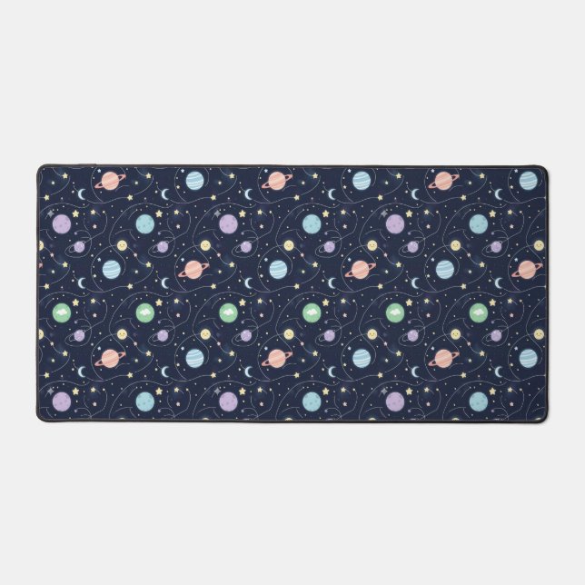 Solar System Planets Seamless Pattern Desk Mat (Front)