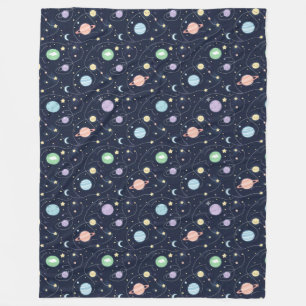 Solar System Planets Seamless Pattern Fleece Blanket