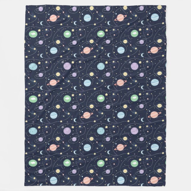 Solar System Planets Seamless Pattern Fleece Blanket (Front)