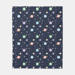 Solar System Planets Seamless Pattern Fleece Blanket