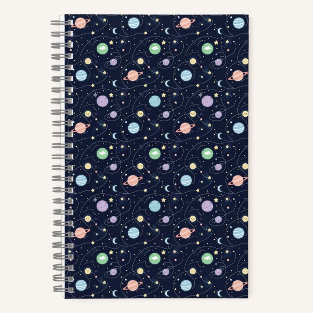 Solar System Planets Seamless Pattern Notebook (Front)