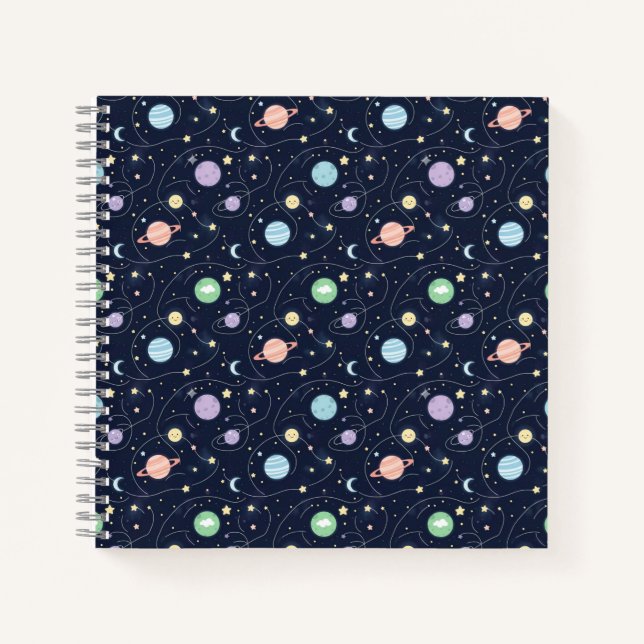 Solar System Planets Seamless Pattern Notebook (Front)