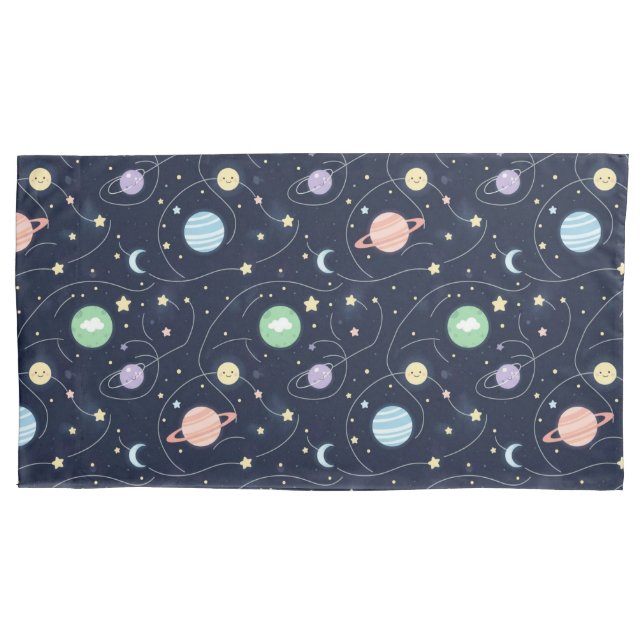 Solar System Planets Seamless Pattern Pillowcase (Front-Left)