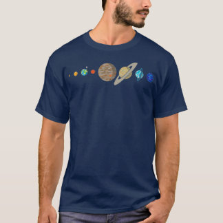 Solar System Planets Silhouette Flat Design T-Shirt