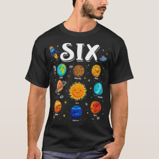 Solar System Planets Six 6 Years Old 6th Birthday T-Shirt