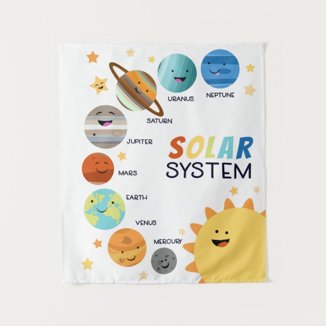 Solar System Planets Space Educational Homeschool  Tapestry (Front)