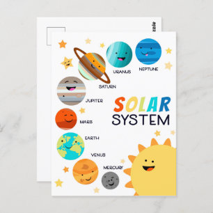 Solar System Planets Space Educational Postcard