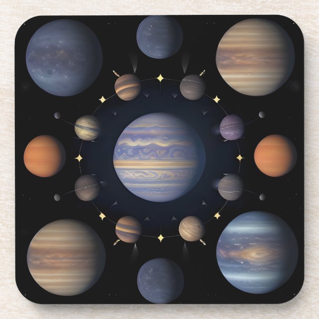 Solar System Planets Space Orbit Design 🌌🪐✨ Coaster (Front)