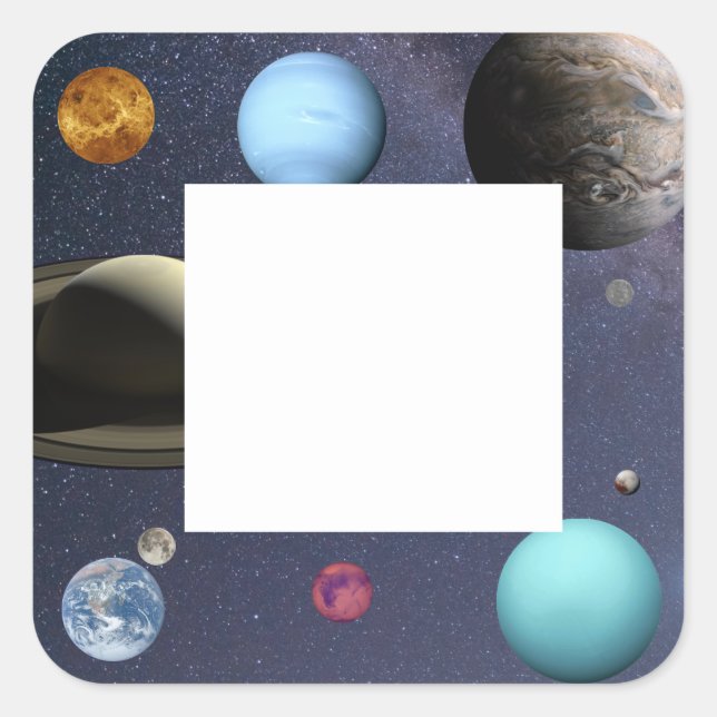Solar system planets square sticker (Front)