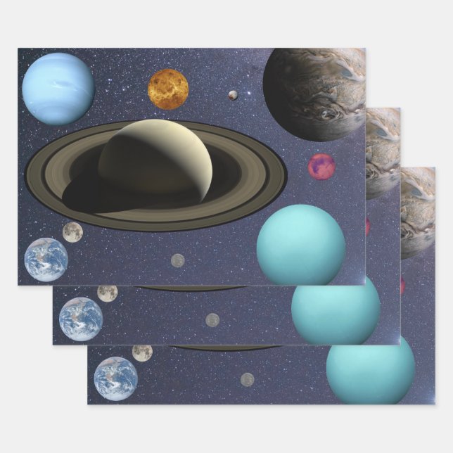 Solar system planets wrapping paper sheet (Set)