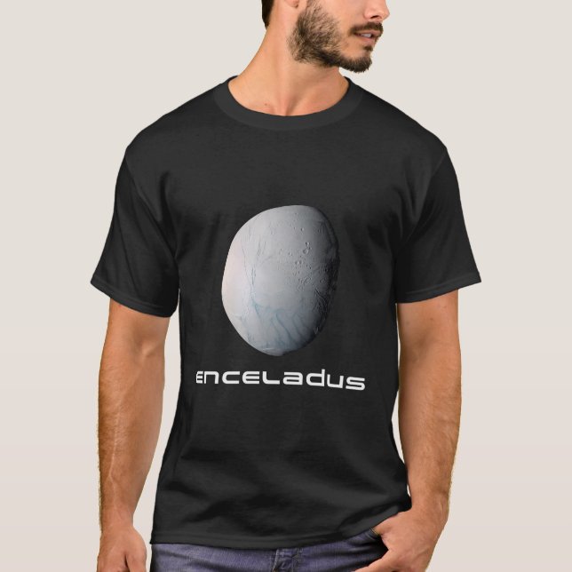 Solar System Saturn Moon Enceladus Space Astronomy T-Shirt (Front)