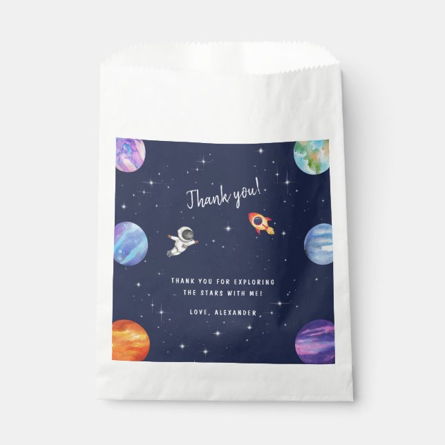 Solar System Stars Space Birthday Thank you  Favour Bag (Front)