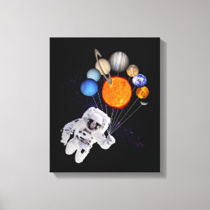 Solar System Sun Planets Astronaut Milky Way Canvas Print