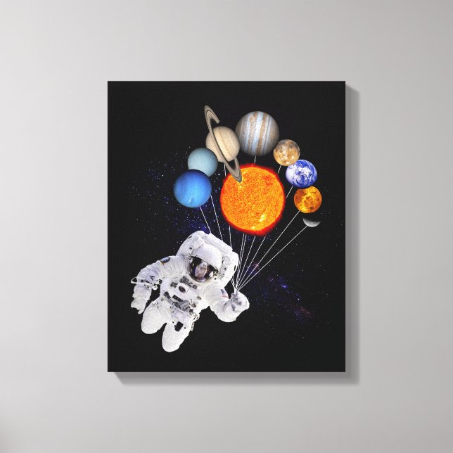 Solar System Sun Planets Astronaut Milky Way Canvas Print (Front)