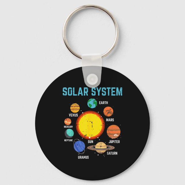Solar System Sun Planets Galaxy Astronomy Men Wome Keychain (Front)
