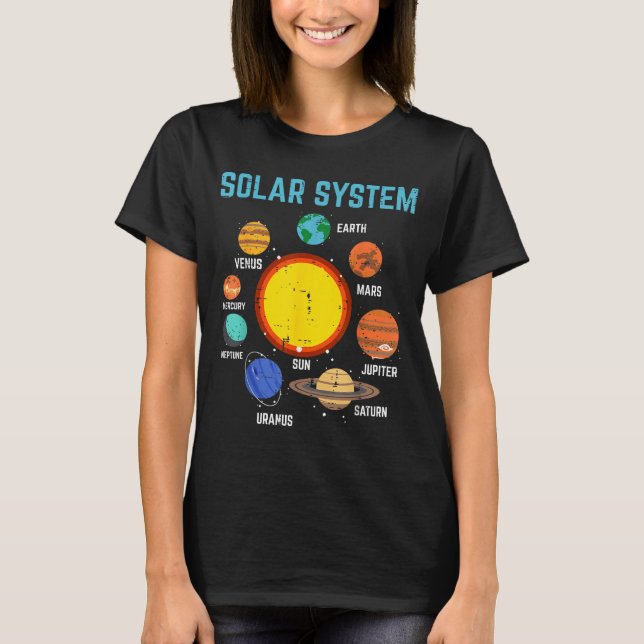 Solar System Sun Planets Galaxy Astronomy Men Wome T-Shirt (Front)