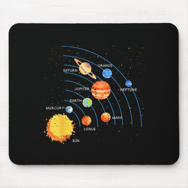 Solar System Sun Planets Orbit Space Galaxy Men Wo Mouse Pad (Front)
