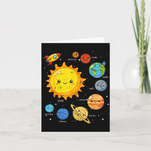 Solar System Sun Planets Rocket Space Galaxy Kids Card