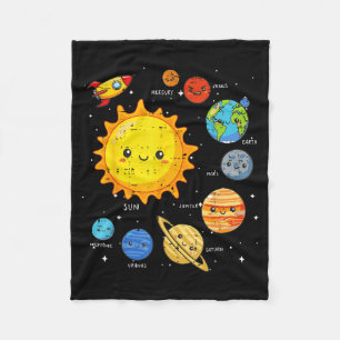 Solar System Sun Planets Rocket Space Galaxy Kids Fleece Blanket