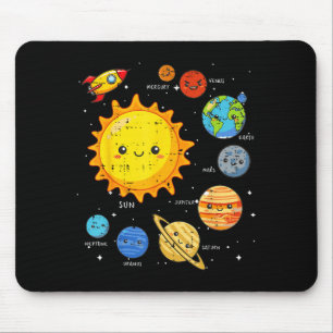 Solar System Sun Planets Rocket Space Galaxy Kids Mouse Pad