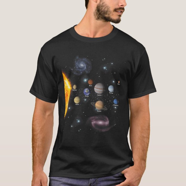 Solar System T - Realistic Space Planets Science T-Shirt (Front)