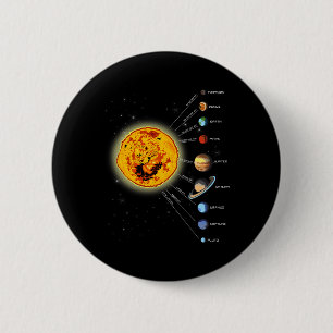 Solar System T Shirt Sun 2 Inch Round Button