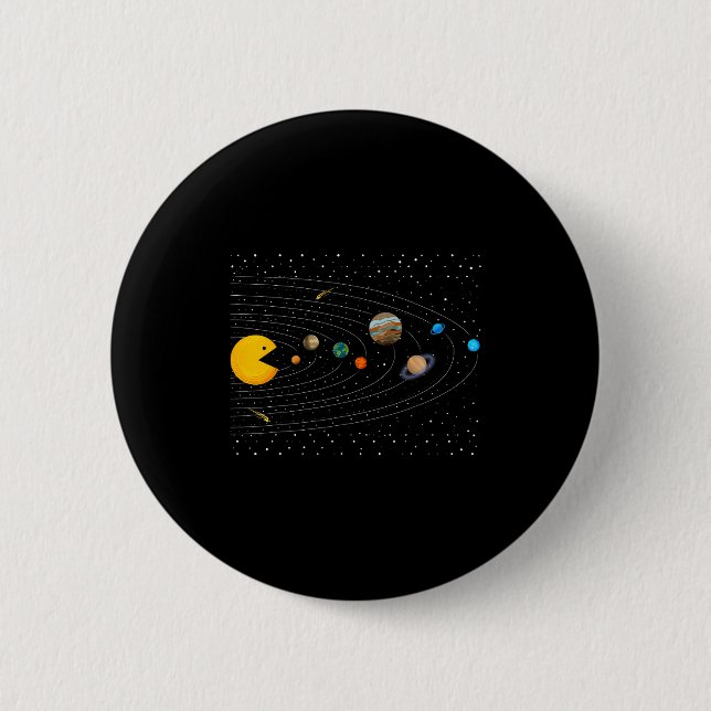 Solar System Video Game Funny Graphic Tees Planet  2 Inch Round Button (Front)