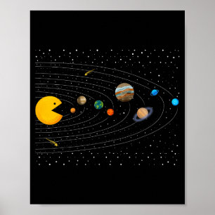 Solar System Video Game Funny Graphic Tees Planet  Poster