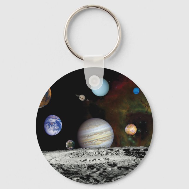 Solar System Voyager Images Montage Space Photos Keychain (Front)