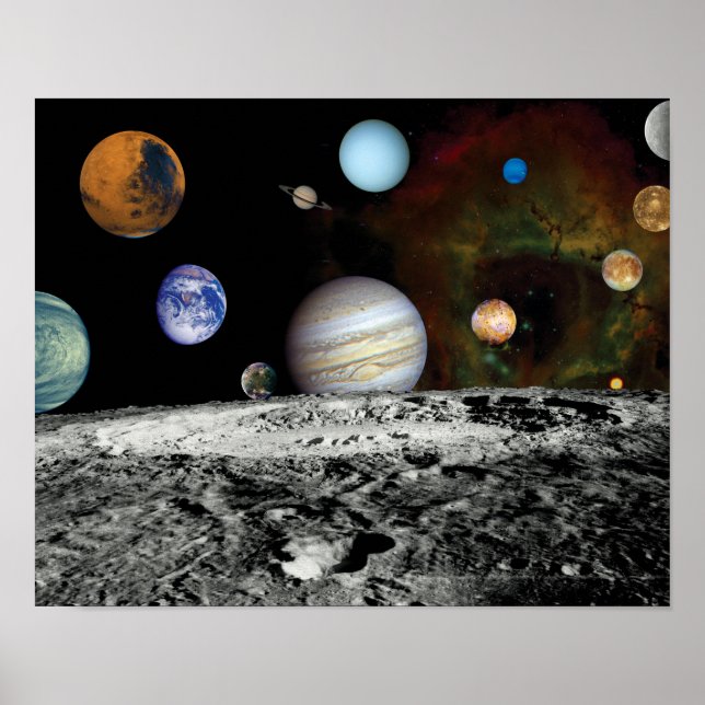 Solar System Voyager Images Montage Space Photos Poster (Front)