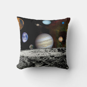 Solar System Voyager Images Montage Space Photos Throw Pillow