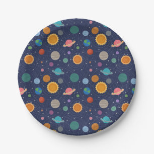 Solar System with Sun and Planets Paper Plate