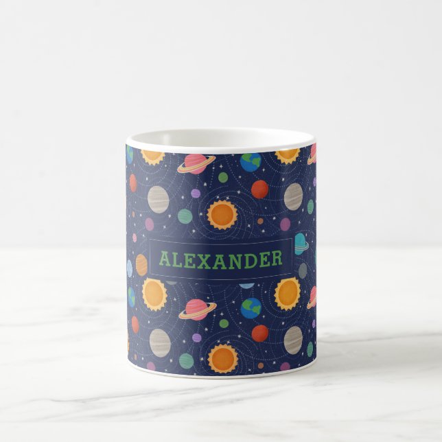 Solar System with Sun and Planets Personalized Coffee Mug (Center)