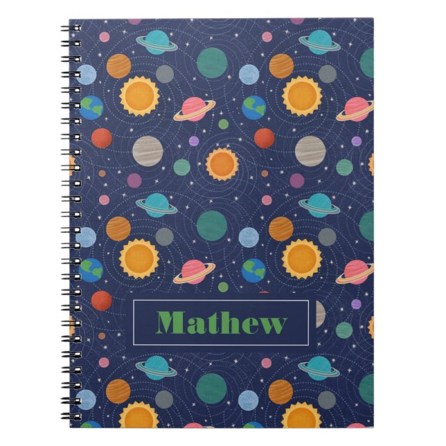Solar System with Sun and Planets Personalized Notebook (Front)