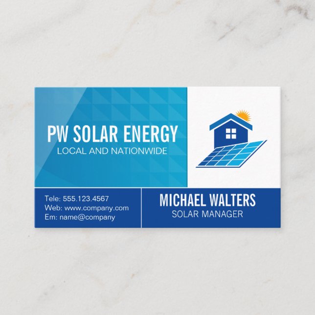 Solar Tech House Power Logo Business Card (Front)