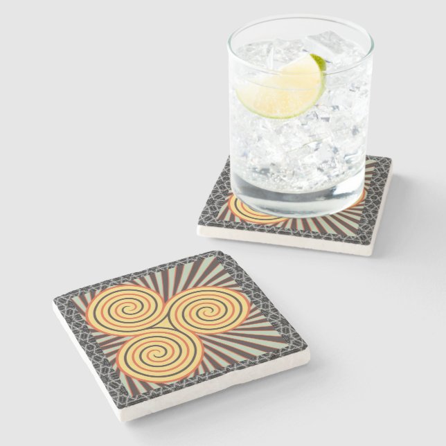 Solar Triskelion Stone Coaster (Side)