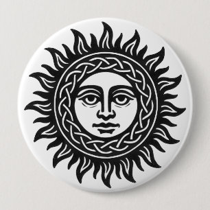 Solar Visage Sigil – Black Sun Emblem 4 Inch Round Button