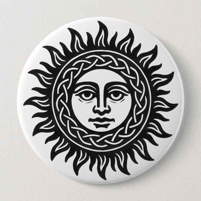 Solar Visage Sigil – Black Sun Emblem 4 Inch Round Button (Front)