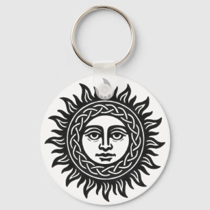 Solar Visage Sigil – Black Sun Emblem Keychain