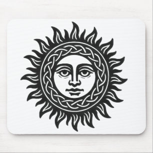 Solar Visage Sigil – Black Sun Emblem Mouse Pad